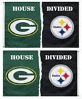 Packers vs Steelers Flag 3x5 House Divided 2 Sided Rivalry