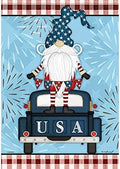Patriotic Gnome 4th of July Banner 2 Sided House Flag