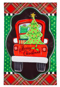 Patterned Christmas Truck Banner 2 Sided Merry Christmas Flag