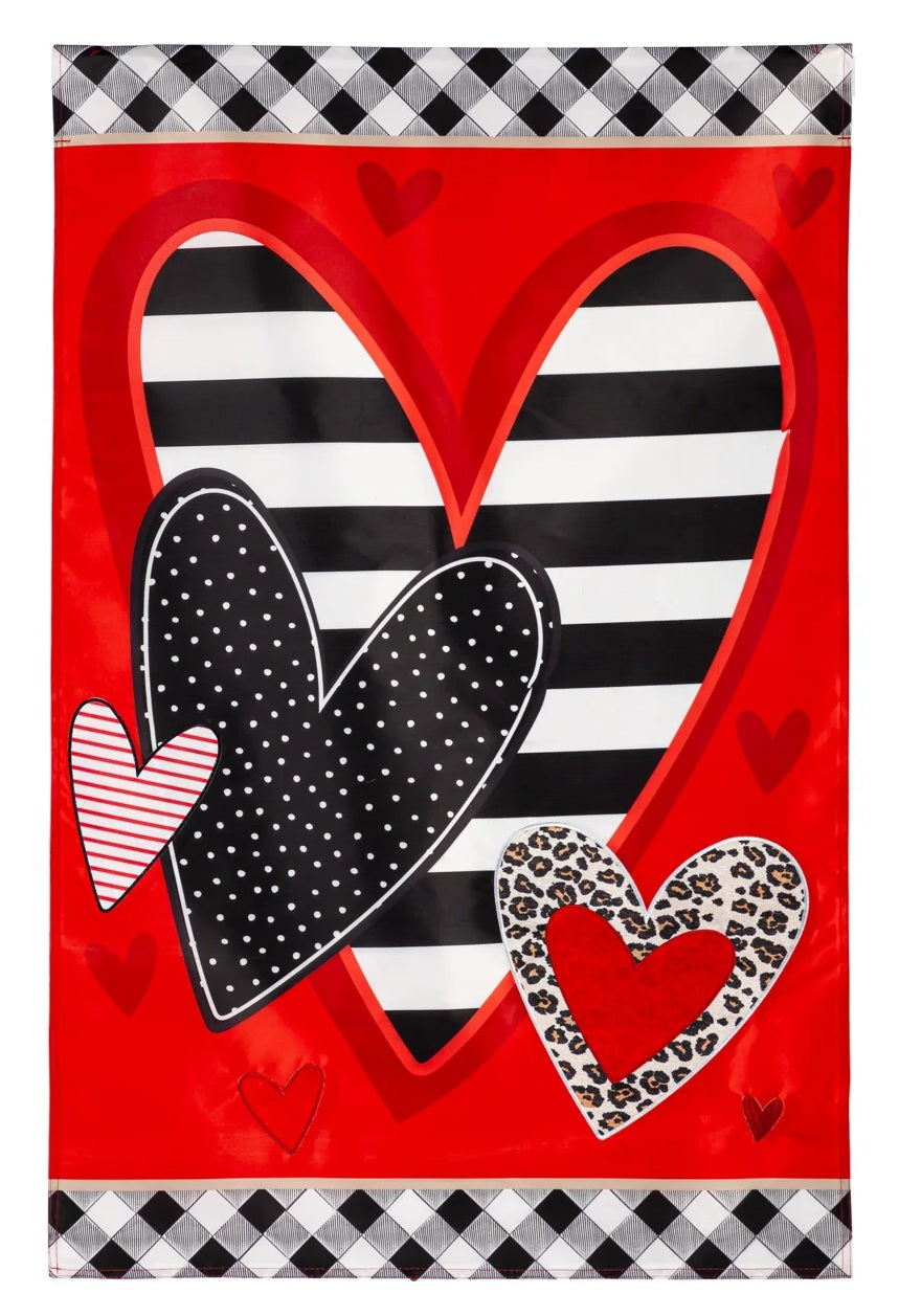 Patterned Heart Valentine Banner 2 Sided
