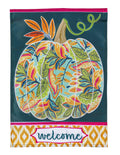 Patterned Jacobean Floral Pumpkin 2 Sided Garden Flag