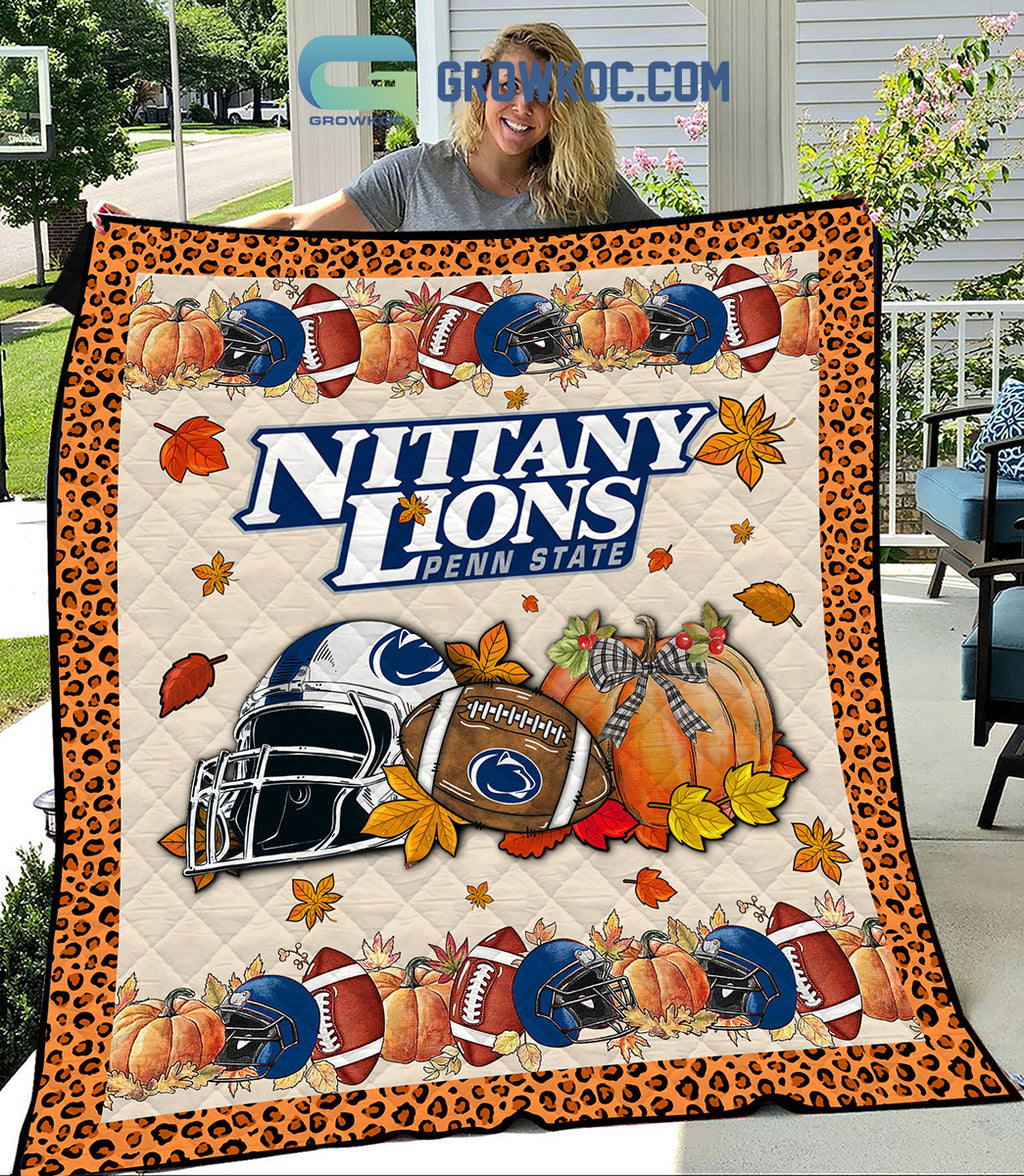 Penn State Nittany Lions NCAA Football Welcome Fall Pumpkin Halloween Fleece Blanket Quilt