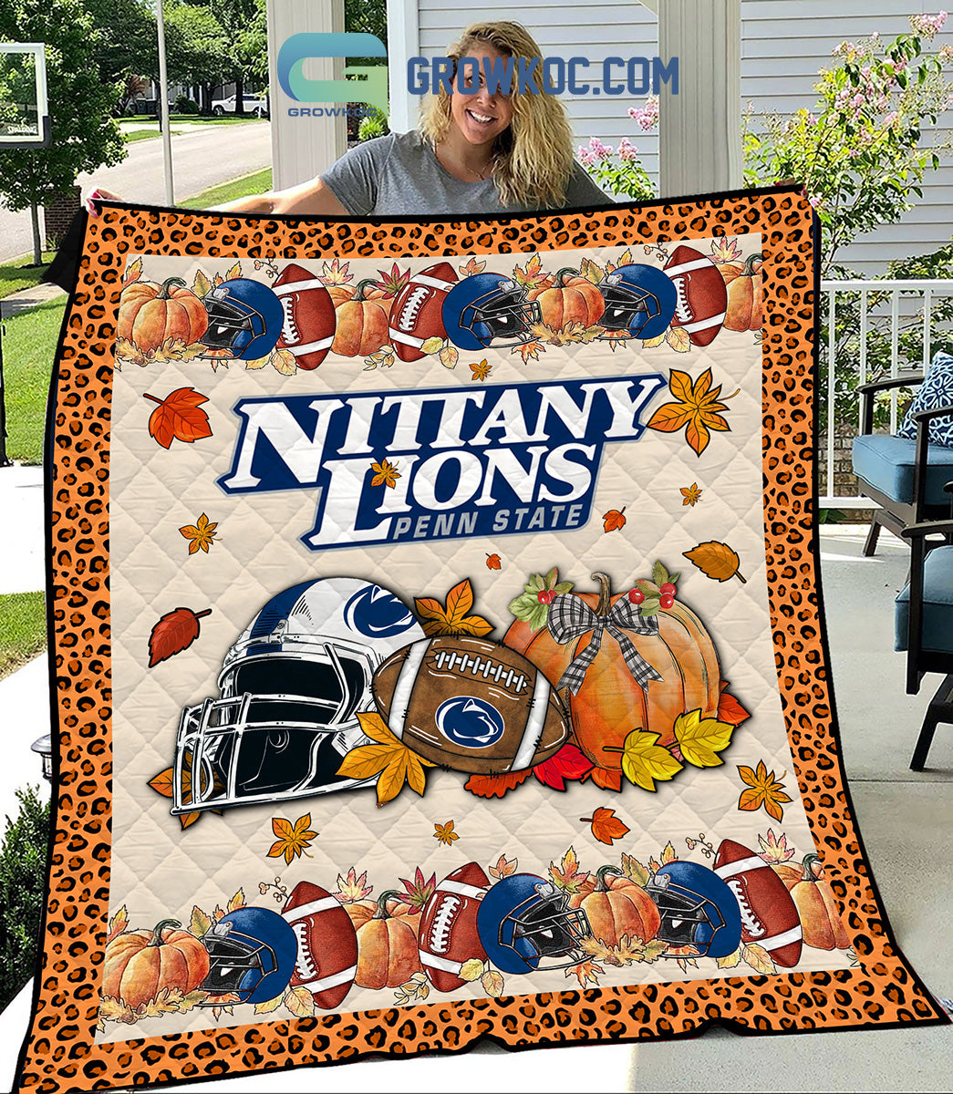 Penn State Nittany Lions NCAA Football Welcome Fall Pumpkin Halloween Fleece Blanket Quilt