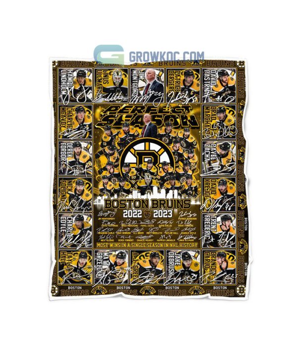 Perfect Season Boston Bruins 2022 2023 Most Wins In NHL History Fleece Blanket Quilt