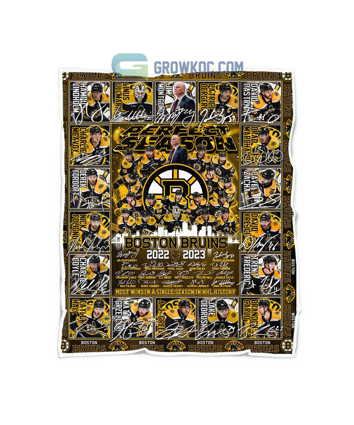 Perfect Season Boston Bruins 2022 2023 Most Wins In NHL History Fleece Blanket Quilt