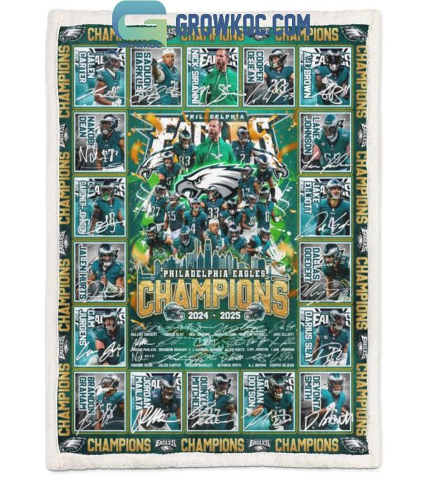 Philadelphia Eagles Super Bowl Champions 2025 Fleece Blanket Quilt