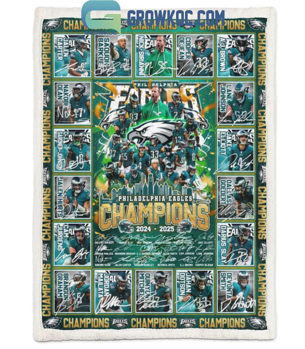 Philadelphia Eagles Super Bowl Champions 2025 Fleece Blanket Quilt