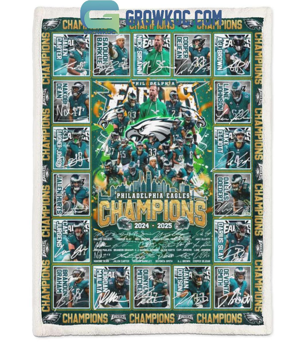 Philadelphia Eagles Super Bowl Champions 2025 Fleece Blanket Quilt
