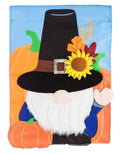 Pilgrim Gnome Flag 2 Sided Applique Thanksgiving