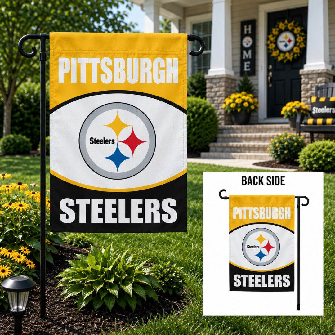 Pittsburgh Steelers 2 Sided Logo Garden Flag