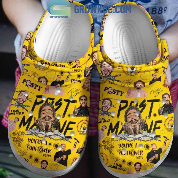 Post Malone You're A Sunflower Crocs Clogs Yellow
