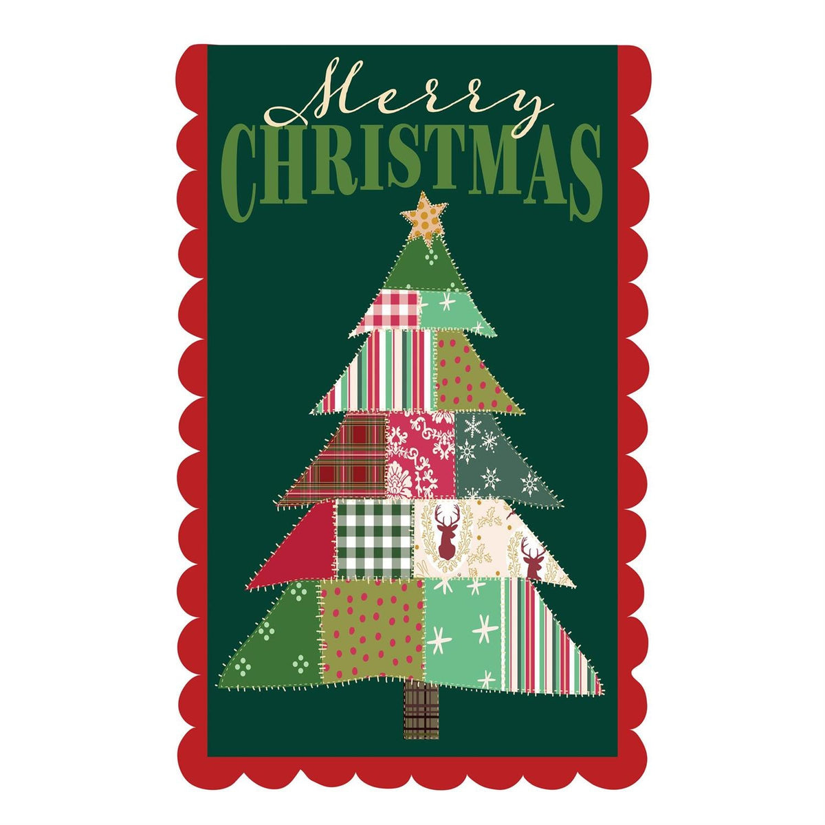 Quilted Christmas Tree 2 Sided Applique Garden Flag