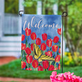 Red Tulip Sky 2 Sided Suede Garden Flag 12.5 x 18 Inches