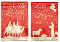 Red and Gold Christmas Night Garden Flag 2 Sided Lustre Religious