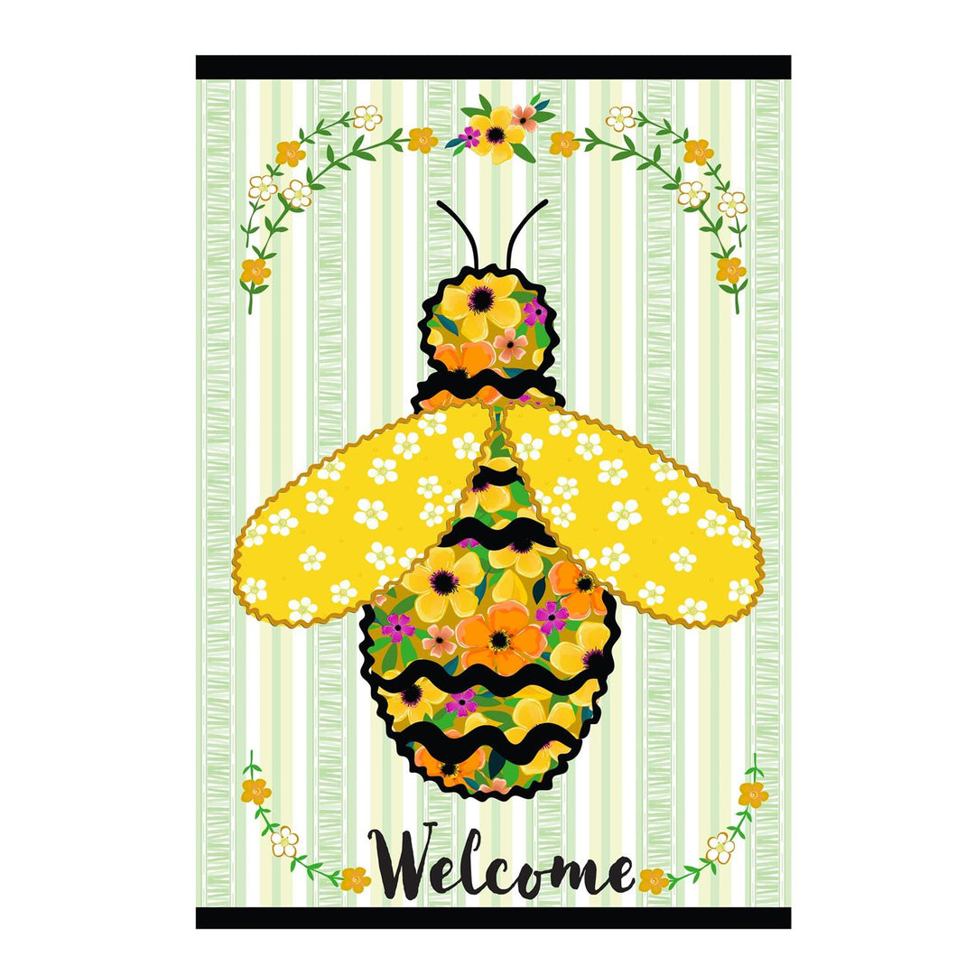 Ric Rac Bee 2 Sided Garden Flag - Applique