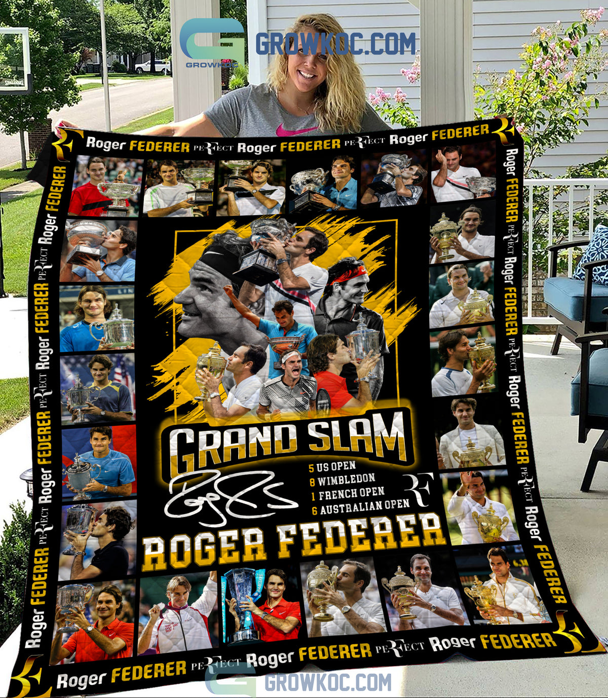 Roger Federer 20 Grand Slam Legend Fleece Blanket Quilt