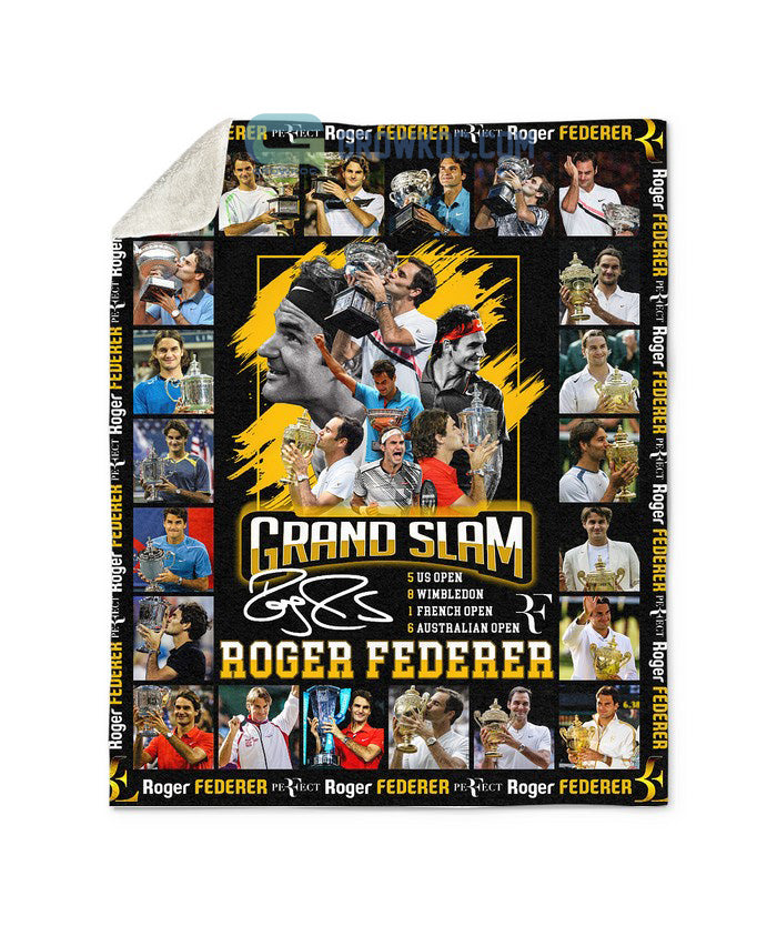 Roger Federer 20 Grand Slam Legend Fleece Blanket Quilt