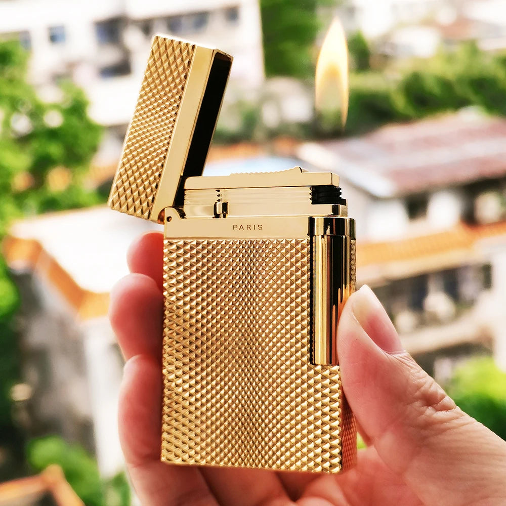 2026 Luxury Branded Metal Cigarette Gas Lighter Space Distortion Pattern Smoking Gadgets Tobacco Tools Man Birthday Gift