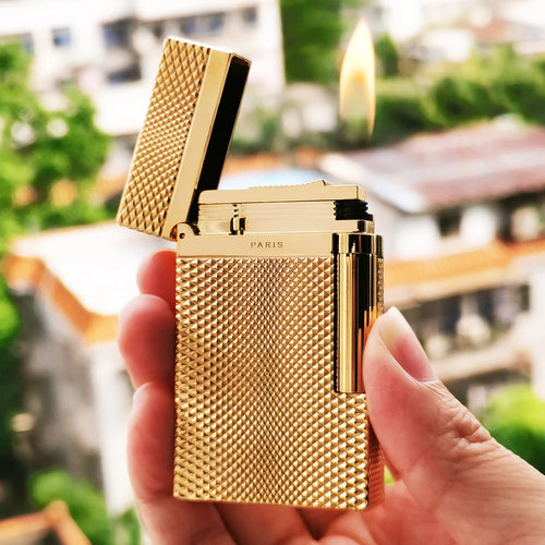 2026 Luxury Branded Metal Cigarette Gas Lighter Space Distortion Pattern Smoking Gadgets Tobacco Tools Man Birthday Gift