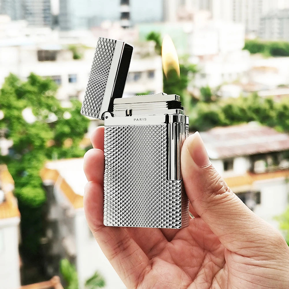 2026 Luxury Branded Metal Cigarette Gas Lighter Space Distortion Pattern Smoking Gadgets Tobacco Tools Man Birthday Gift