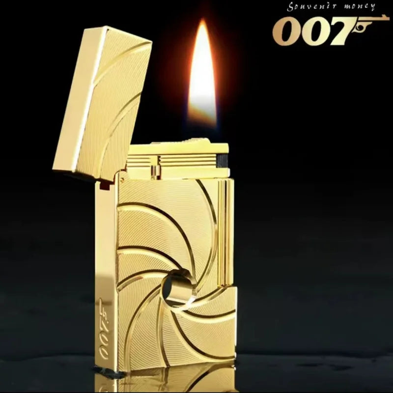 2026 New Unique High-End Atmospheric Brass Grinding Wheel Ignition Lighter with Butane Gas Side Rub Ignition High-End Men's Gift