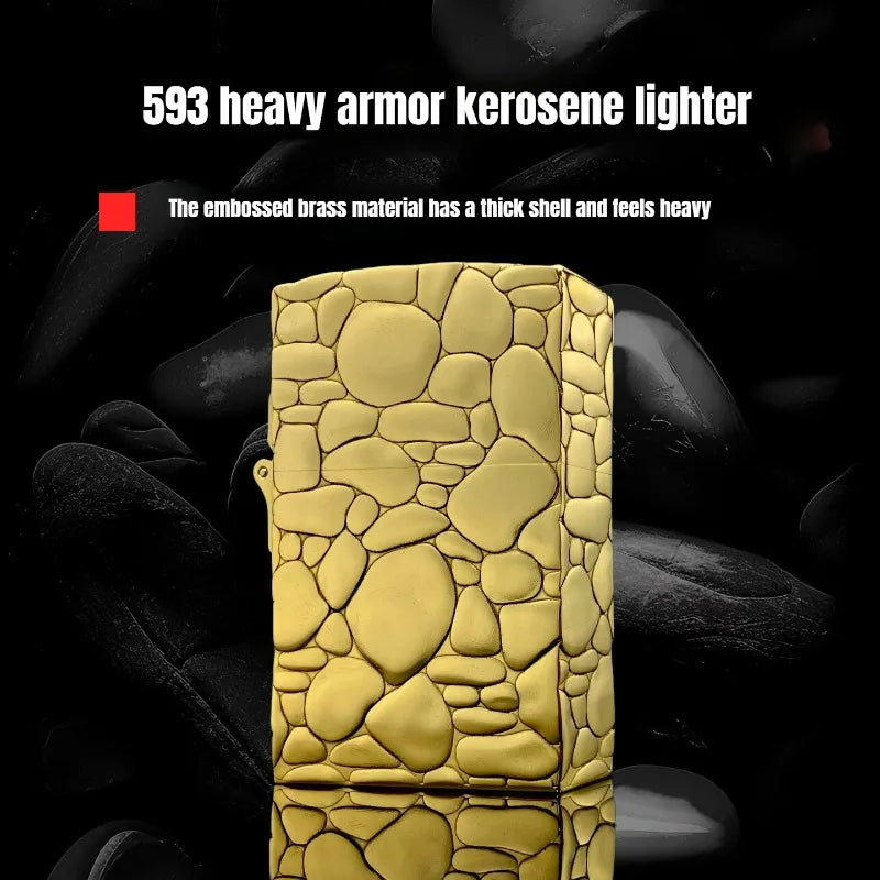 ZORRO 593 Armor Brass Kerosen Lighter Relief Windproof Creative Personality Collection Men's Gift Lighters Smoking