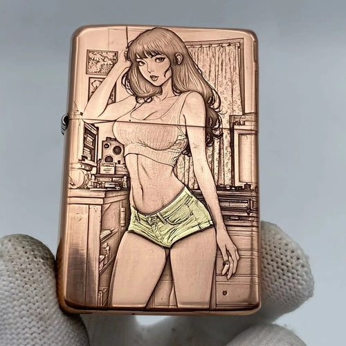 Genuine Zorro 902S Armor kerosenes Lighter 3D Embossed Beauty Inlay Red White Brass Refillable Windproof petrol Lighter Colle