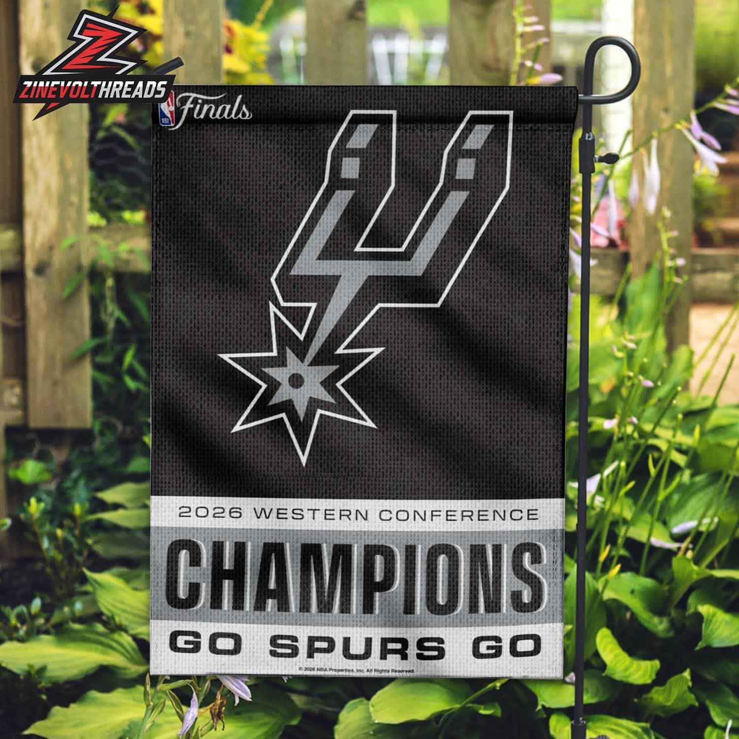 San Antonio Spurs 2026 NBA Western Conference Champions Go Spurs Go Vertical Double Sided Garden House Flag