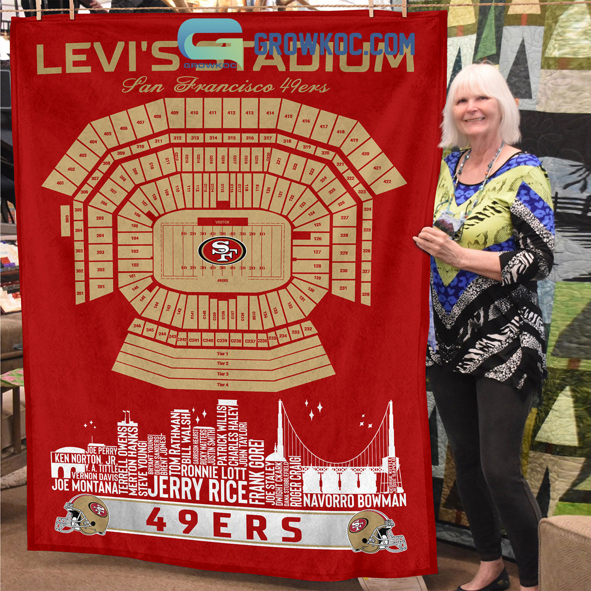 San Francisco 49ers Levi's Stadium Legends Fleece Blanket Quilt