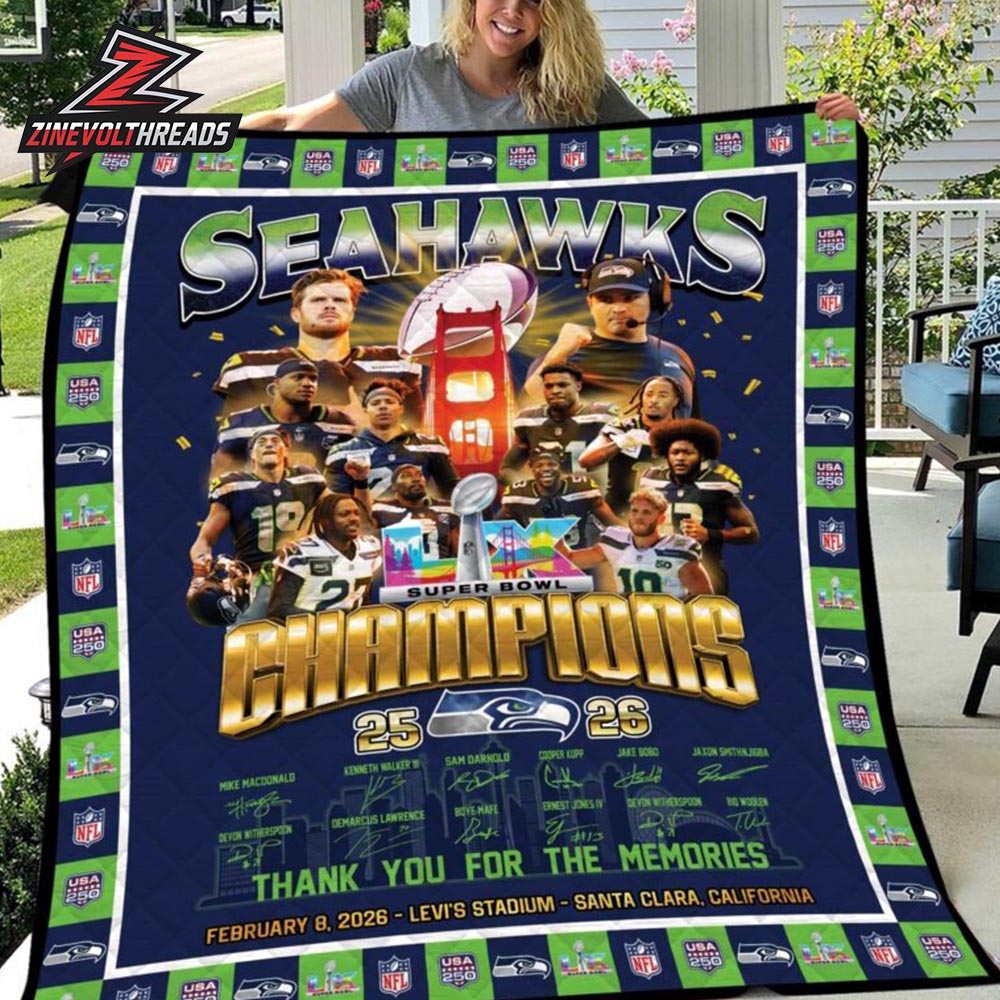 Seattle Seahawks Super Bowl LX Champions 2026 Fleece Quilt Blanket