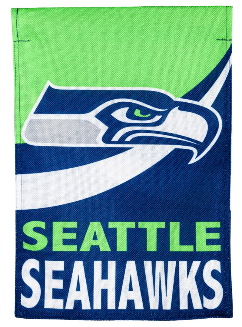 Seattle Seahawks 2 Sided Burlap Garden Flag Logo