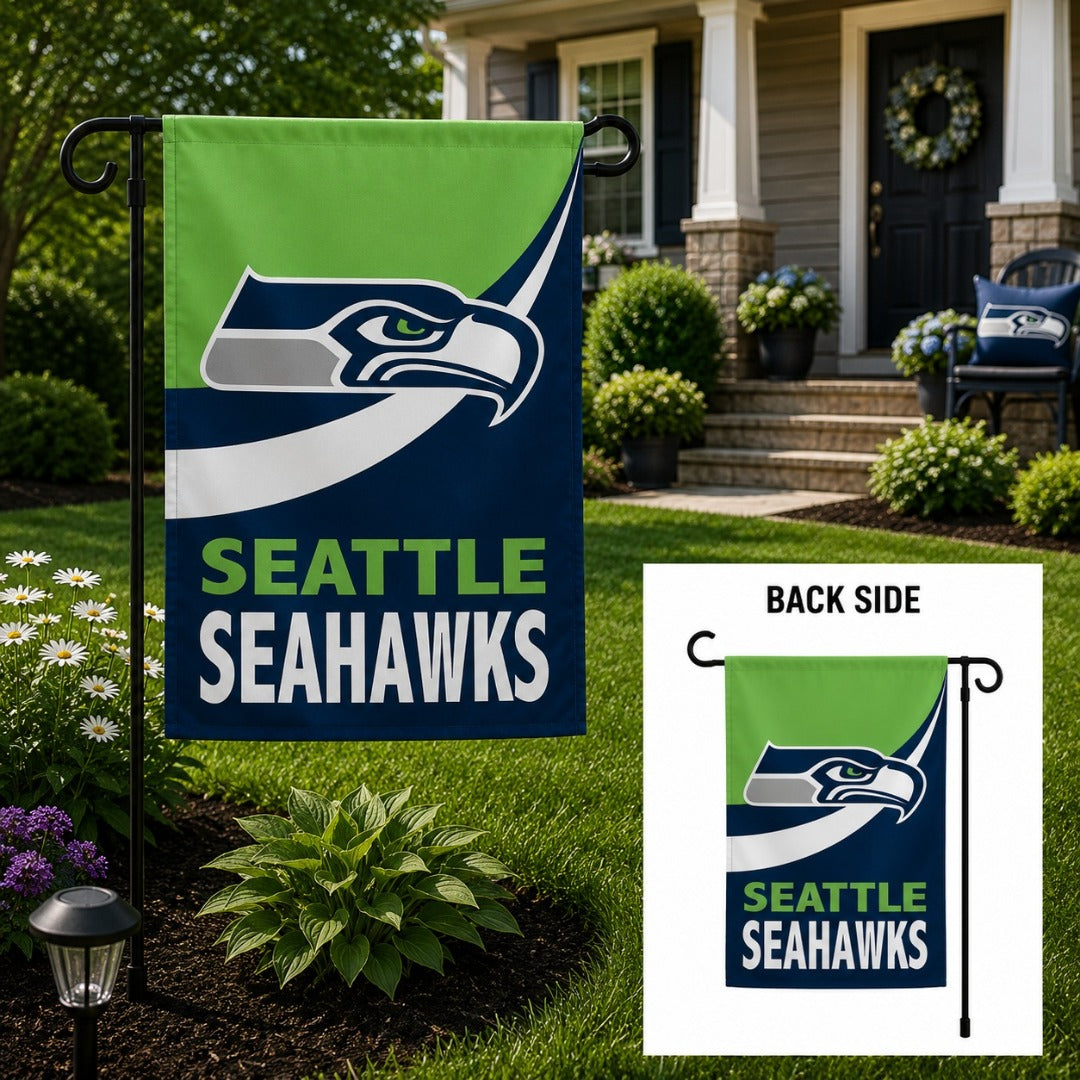 Seattle Seahawks 2 Sided Burlap Garden Flag Logo