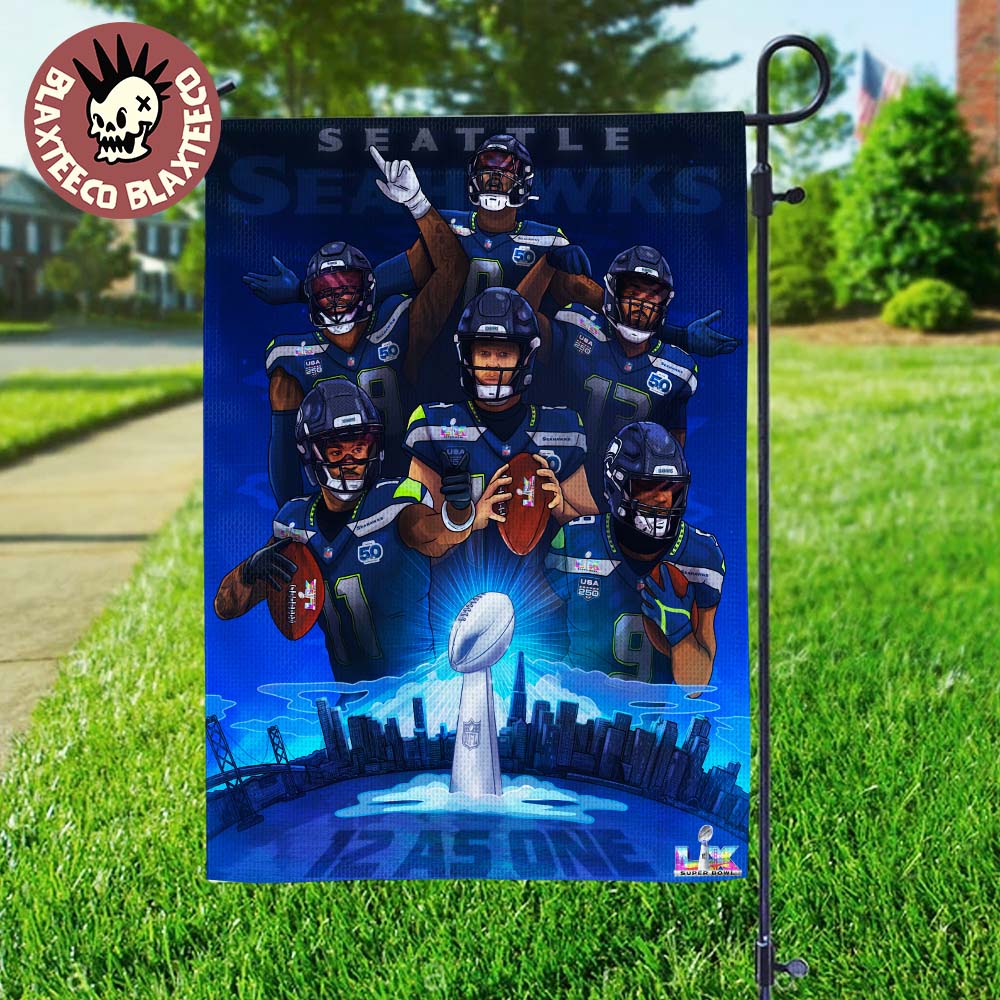 Seattle Seahawks 2026 Super Bowl LX Champions 12 As One Double Sided Garden House Flag