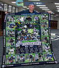 Seattle Seahawks 50th Anniversary 1974 2024 Fleece Blanket Quilt