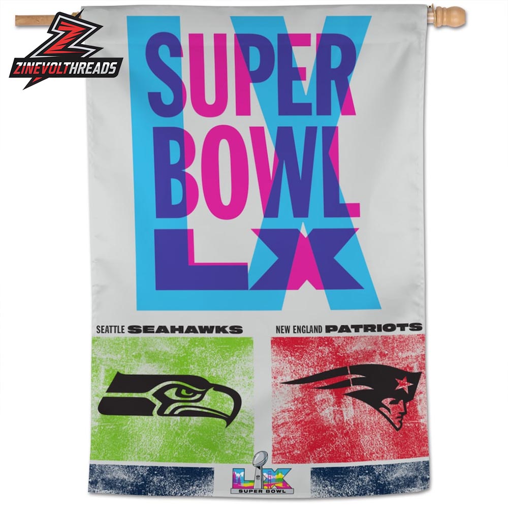 Seattle Seahawks Vs New England Patriots NFL Super Bowl LX Dueling Two Sided Garden House Flag
