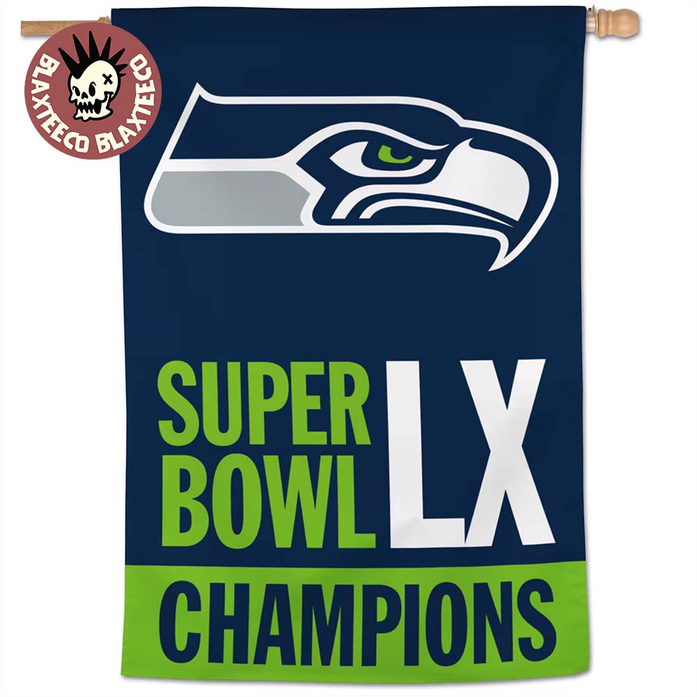 Seattle Seahawks WinCraft Super Bowl LX Champions Double Sided Garden House Flag