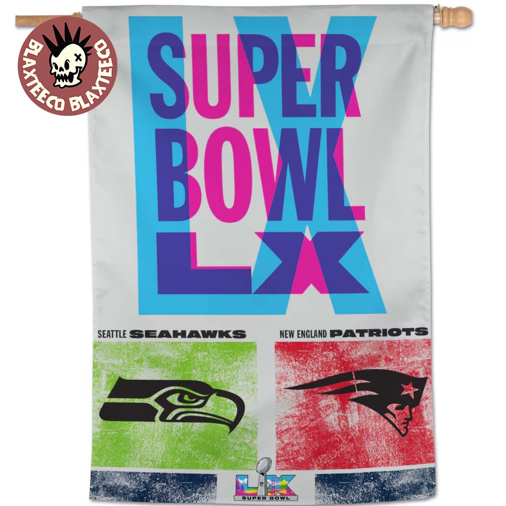 Seattle Seahawks vs. New England Patriots WinCraft Super Bowl LX Dueling Double Sided House Flag