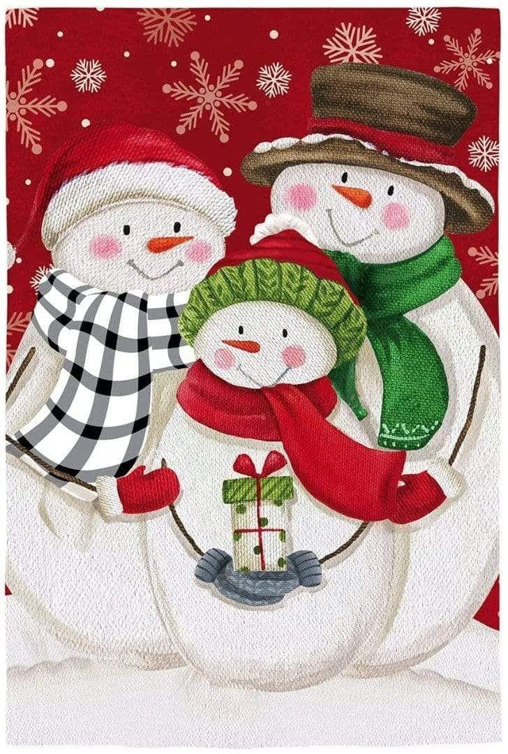 Snow Family Winter Banner 2 Sided Textured House Flag