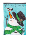 Snowman and Chickadee Garden Flag 2 Sided