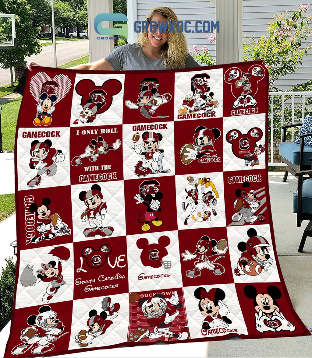 South Carolina Gamecocks NCAA Mickey Disney Fleece Blanket Quilt