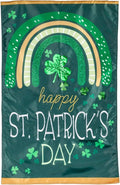 St Patrick Rainbow and Shamrocks Garden Flag 2 Sided