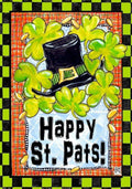 St Patricks Clover Flag 2 Sided House Banner