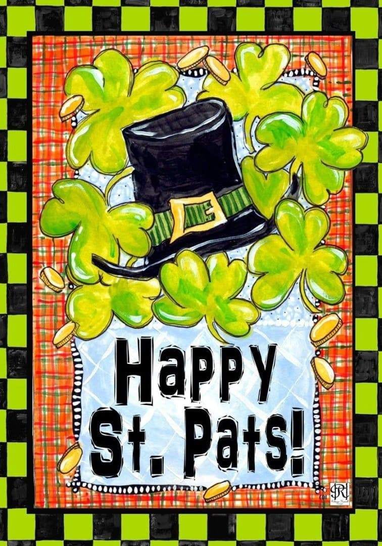 St Patricks Clover Flag 2 Sided House Banner
