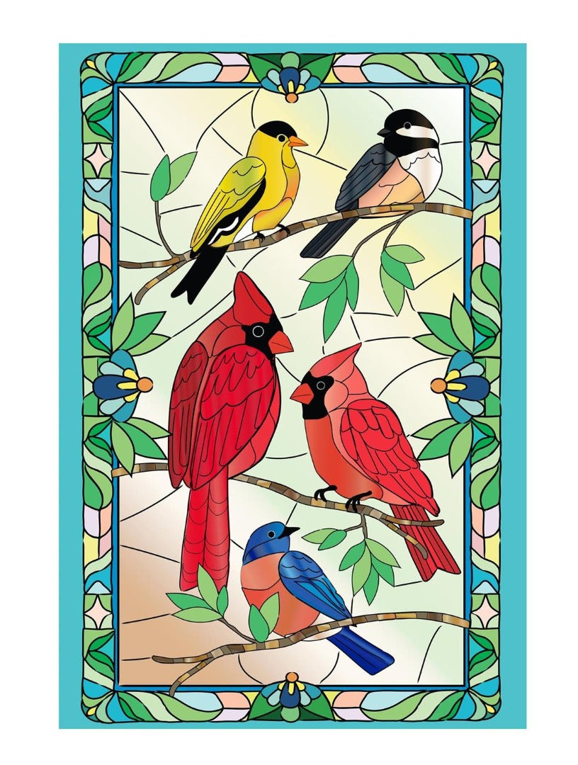 Stained Glass Songbirds 2 Sided Garden