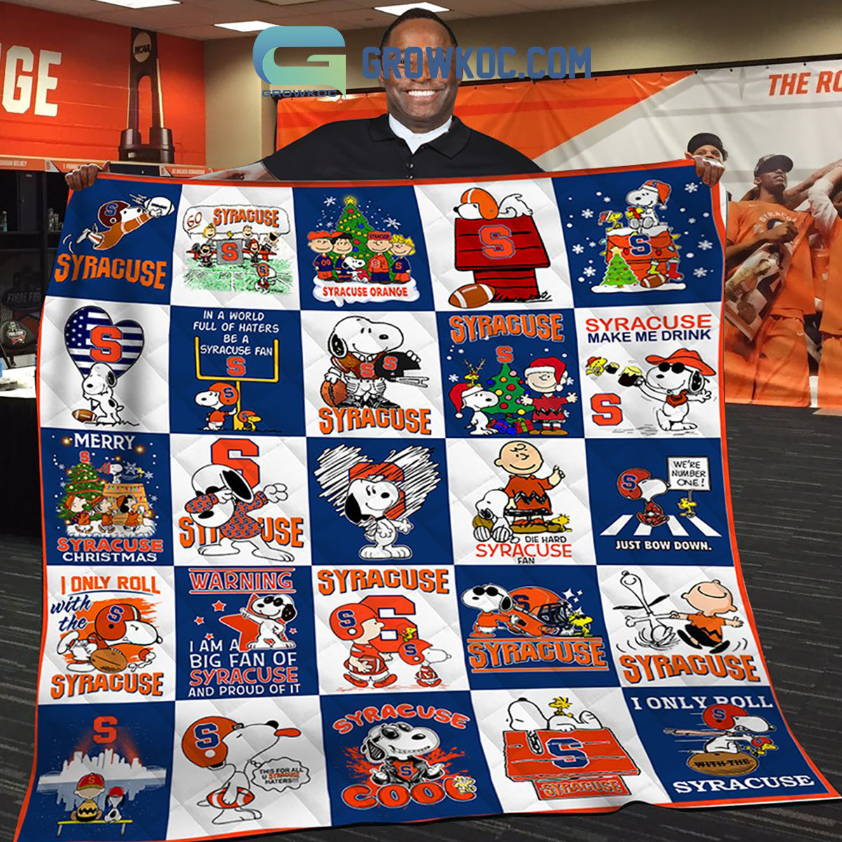 Syracuse Orange Christmas Snoopy Peanuts Fleece Blanket Quilt