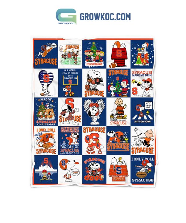 Syracuse Orange Christmas Snoopy Peanuts Fleece Blanket Quilt