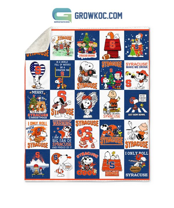 Syracuse Orange Christmas Snoopy Peanuts Fleece Blanket Quilt