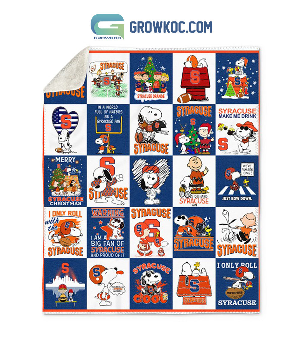 Syracuse Orange Christmas Snoopy Peanuts Fleece Blanket Quilt