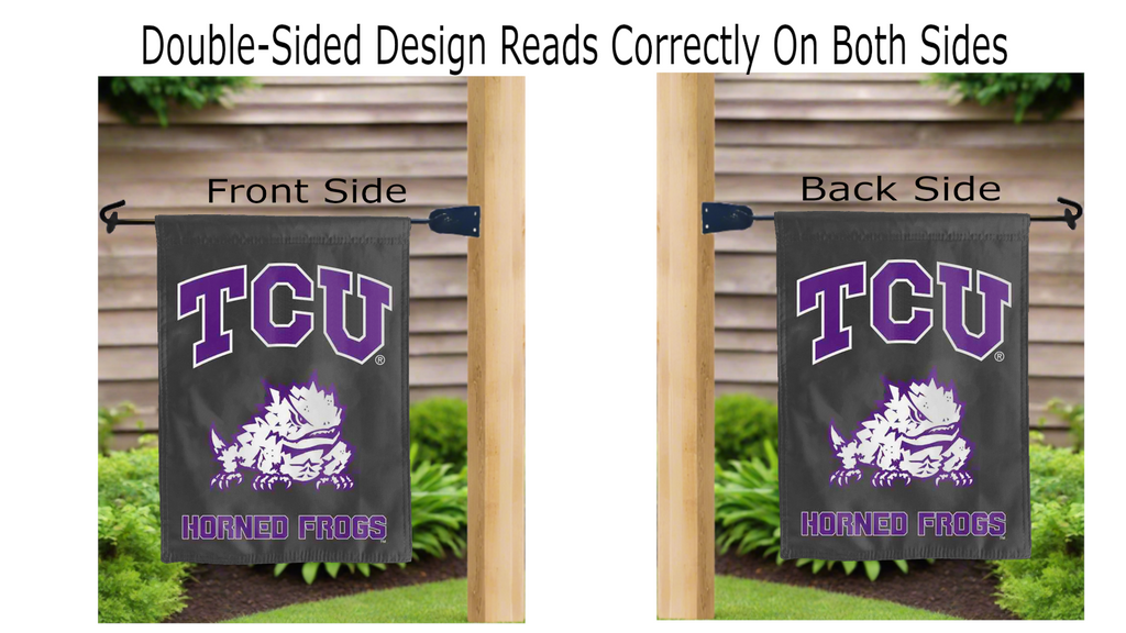 TCU Horned Frogs Black Double Sided Garden Flag