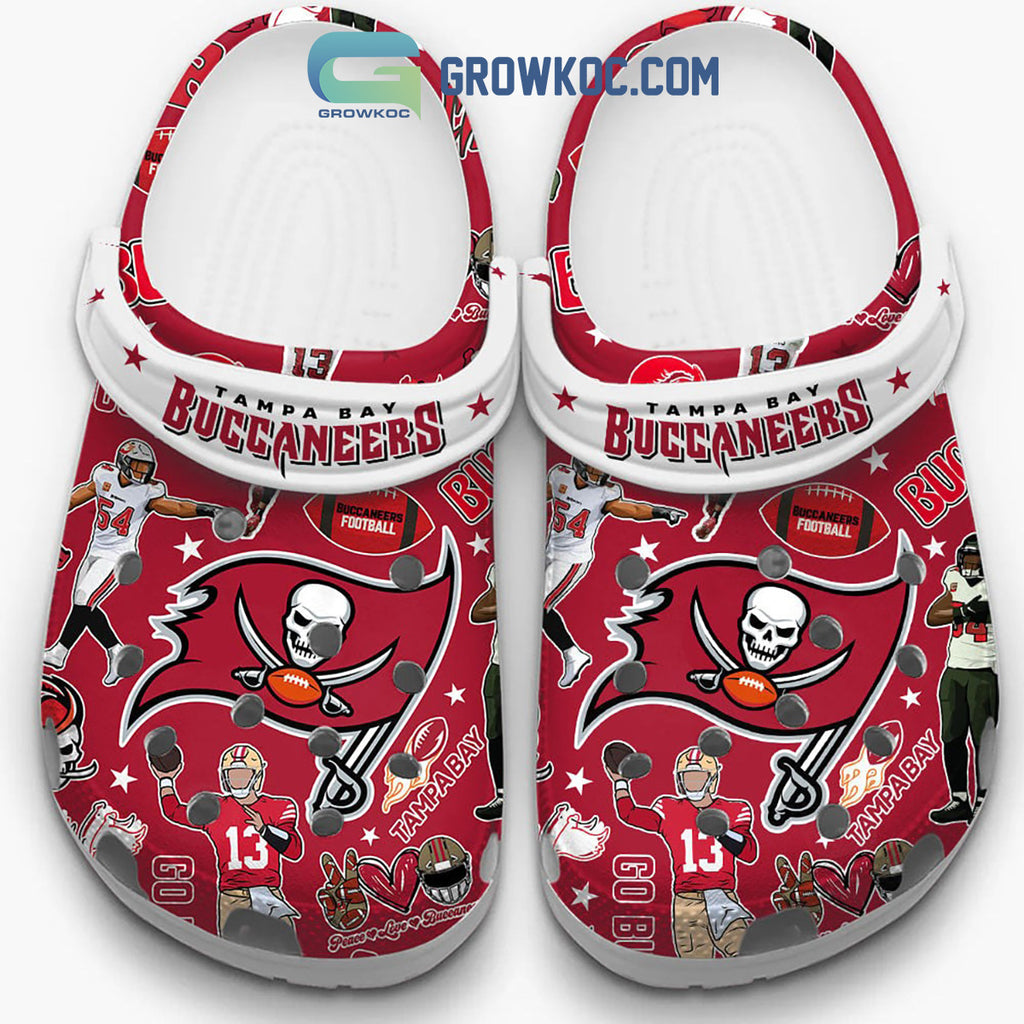 Tampa Bay Buccaneers Peace Love Clogs Crocs